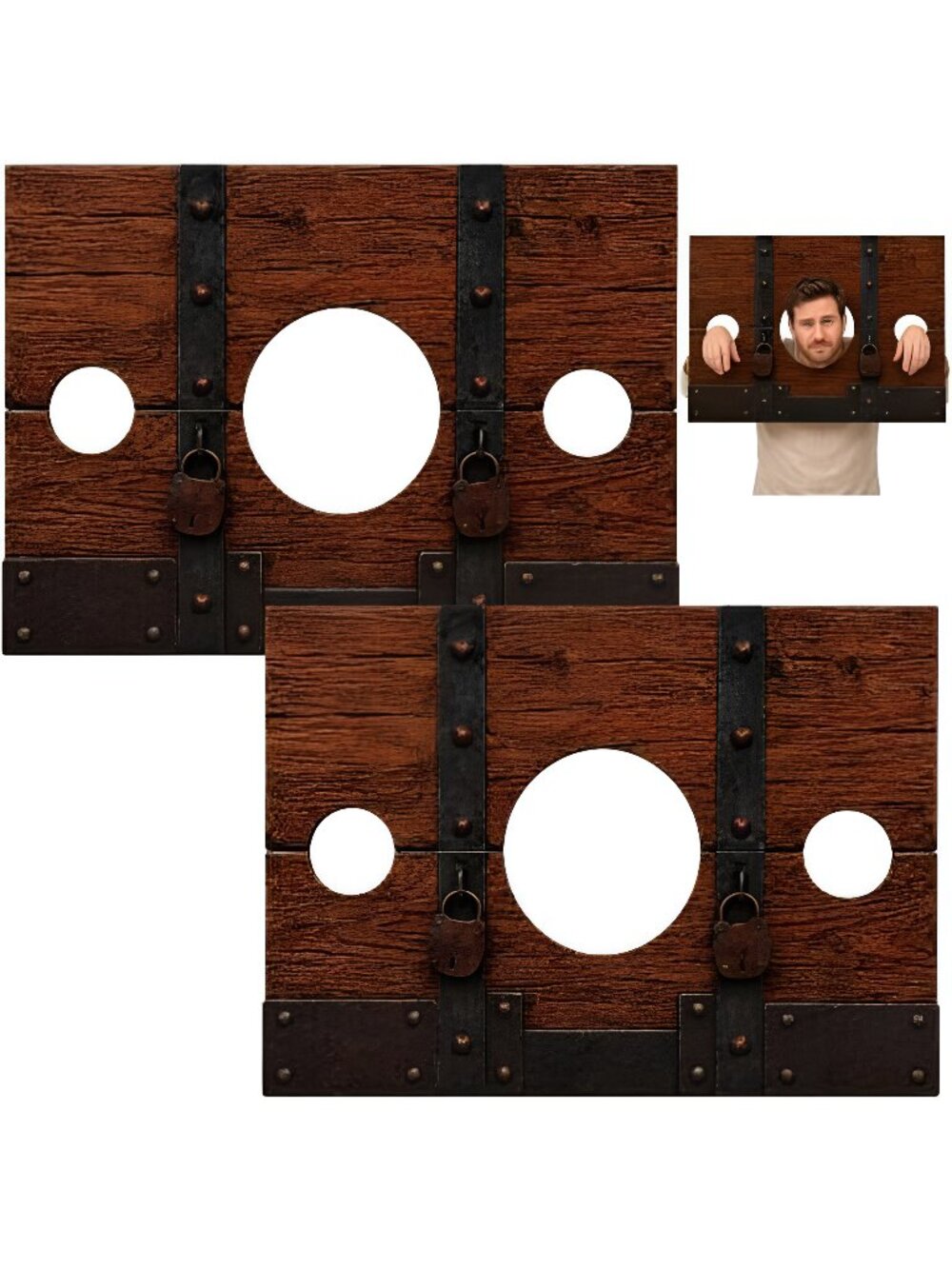 2 Pack Medieval Stockade Photo Prop, Halloween Renaissance Stock Backdrop